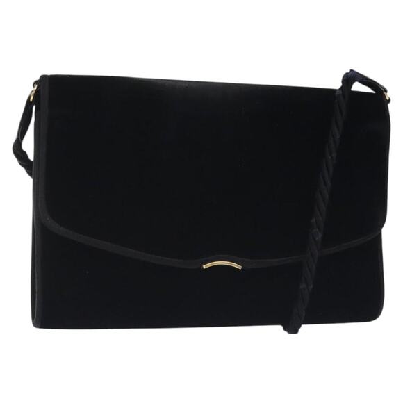 GUCCI Shoulder Bag Velor Black Gold - Picture 1 of 16